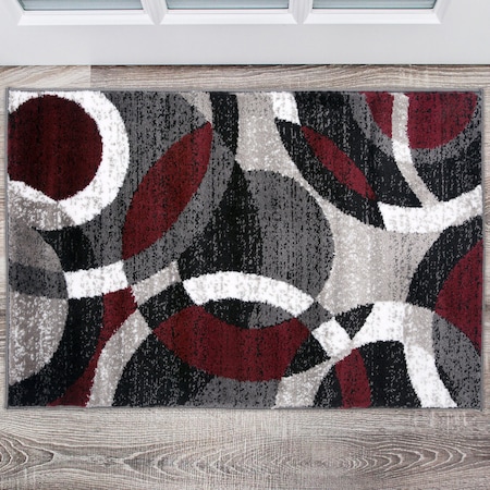 World Rug Gallery Contemporary Abstract Circles Soft Area Rug 2' x 3' Red 105RED2X3